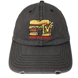 MTV Music Television Slideback Baseball Cap Gray One Size Adjustable Distressed